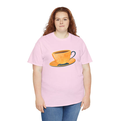 Unisex Heavy Cotton Tee - Elegant British Tea Cup - Classic Tea Time Style