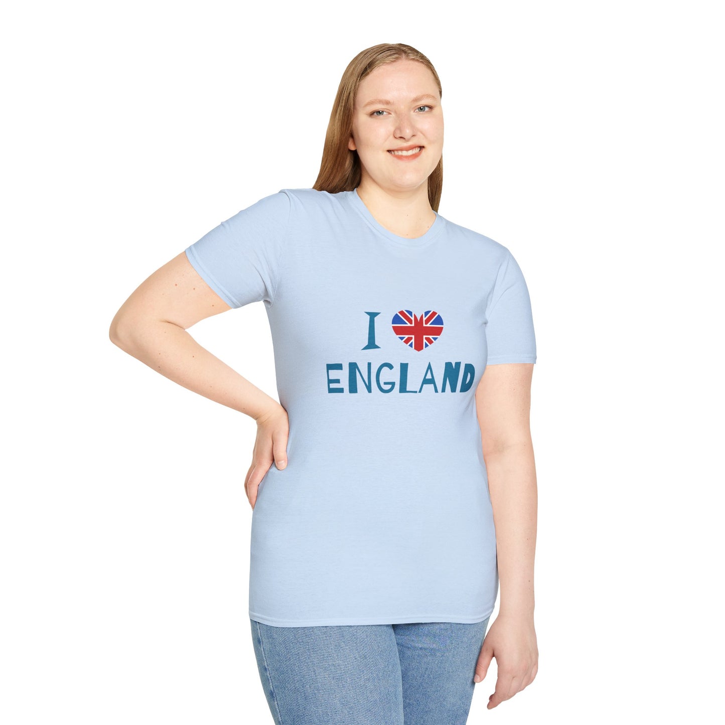 Unisex Softstyle T-Shirt - I Love England - Union Jack Heart Design
