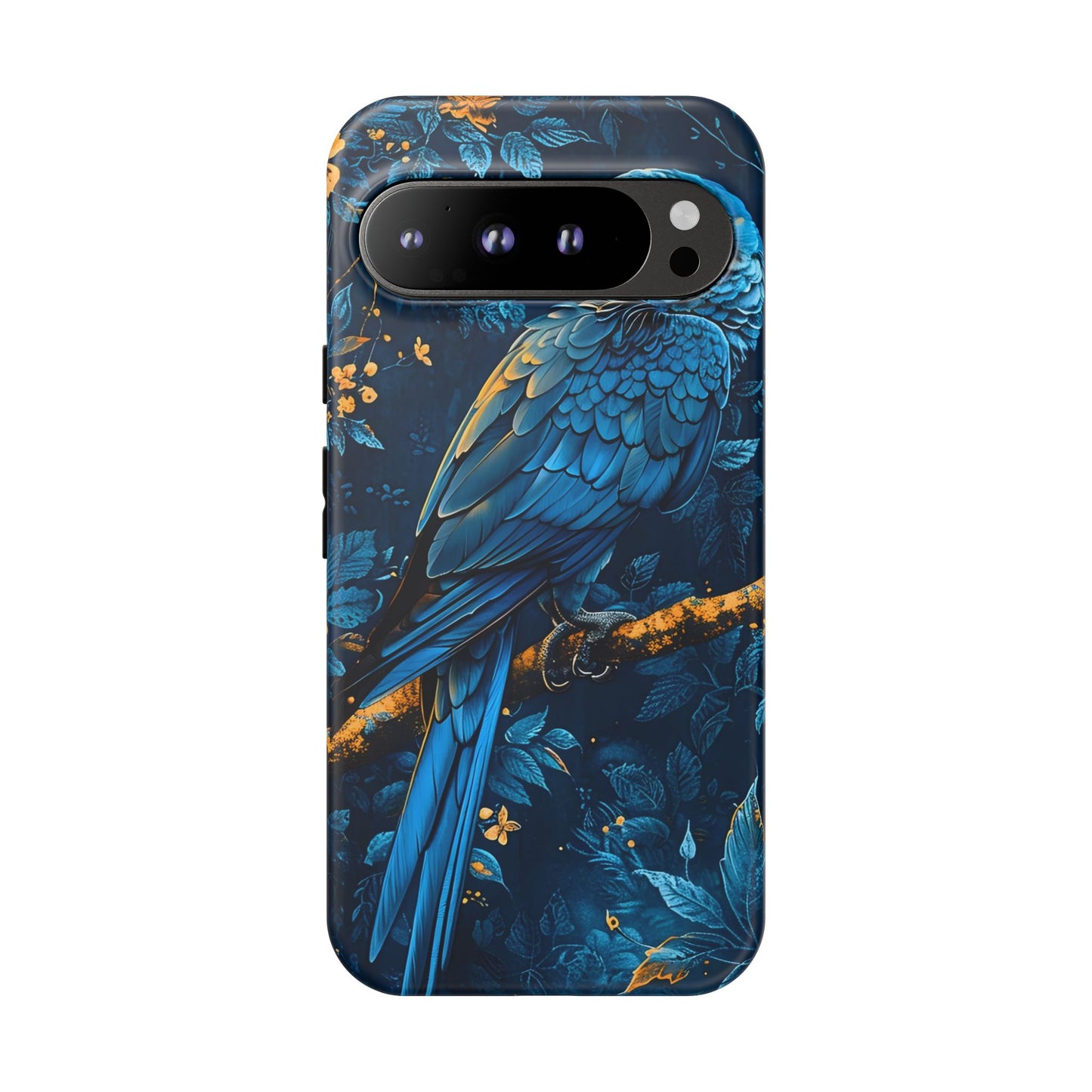 Tough Cases - Vibrant Blue Parrot Phone Case, Tropical Bird Phone Cover, Nature Lover Gift, Eco-Friendly Accessories, Unique Wildlife Decor