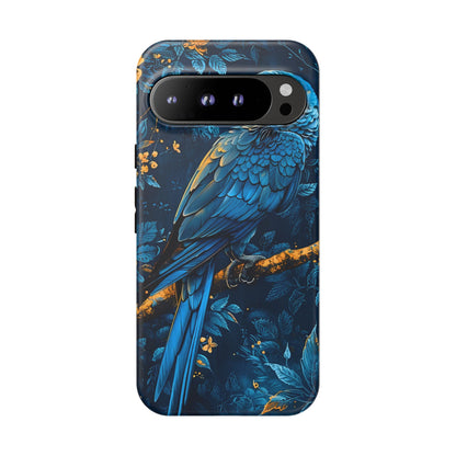 Tough Cases - Vibrant Blue Parrot Phone Case, Tropical Bird Phone Cover, Nature Lover Gift, Eco-Friendly Accessories, Unique Wildlife Decor