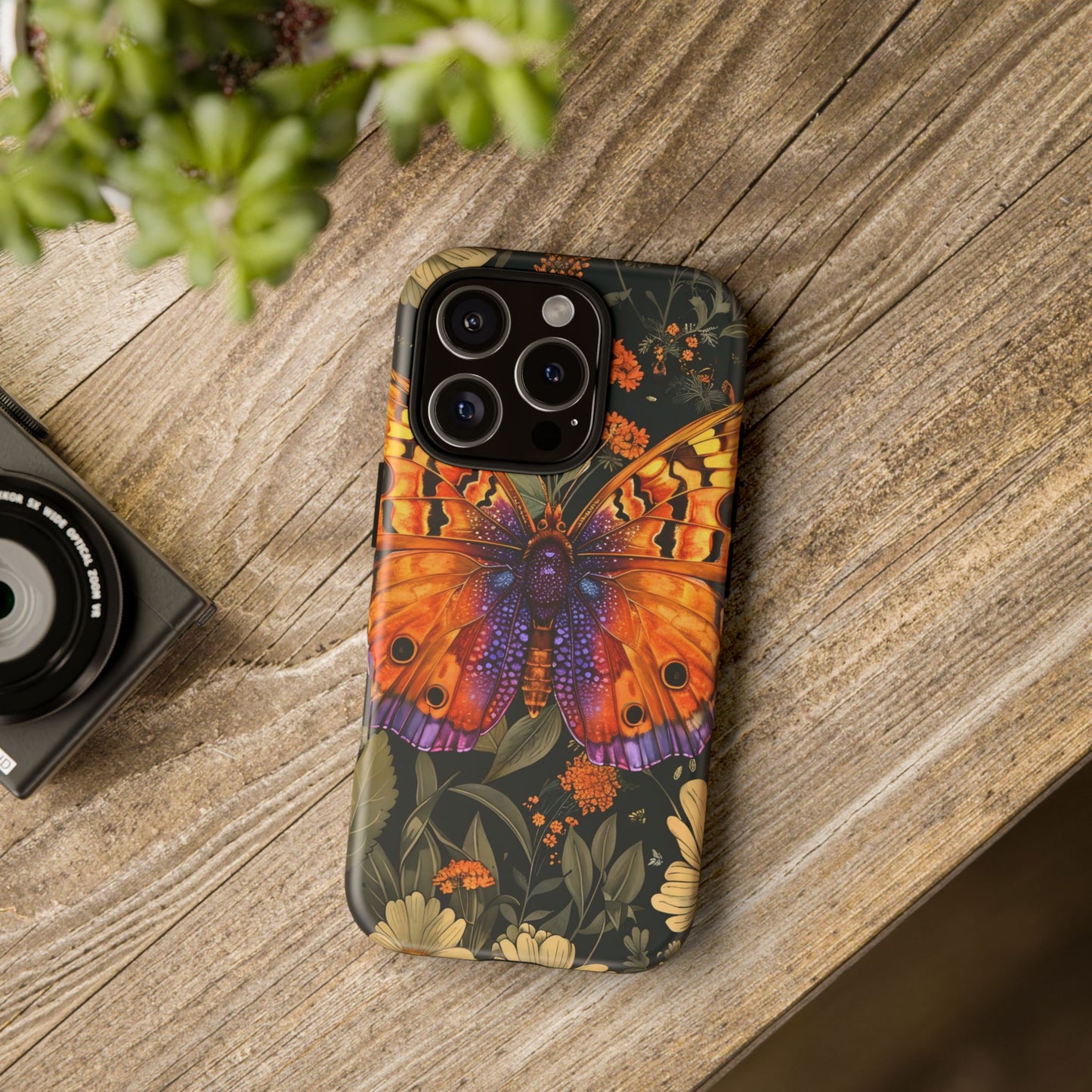 Butterfly Phone Case, Tough Cases for Nature Lovers, Vibrant Floral Design, Gift for Her, Cute Phone Accessories, Butterfly Artwork