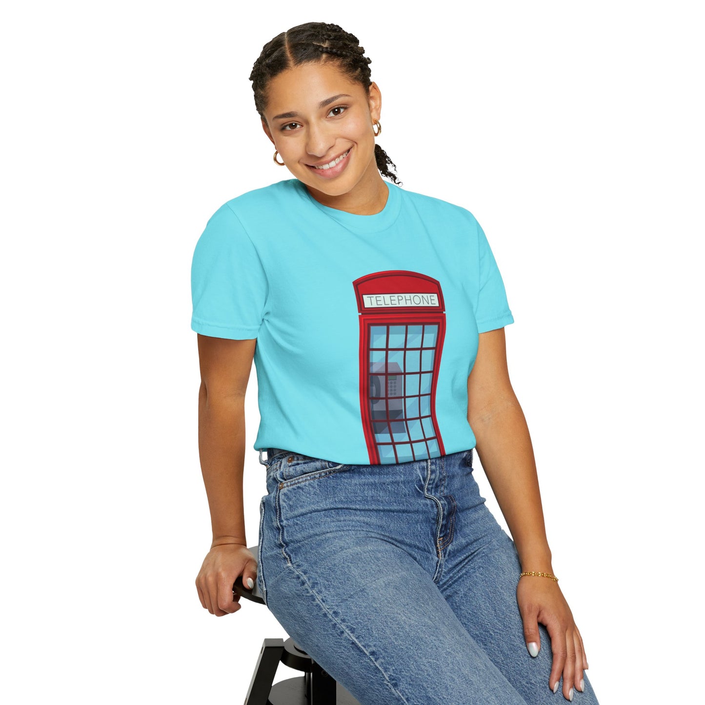 Unisex Garment-Dyed T-shirt - Iconic British Public Telephone