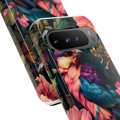 Tough Cases: Vibrant Tropical Bird Phone Case, Floral Smartphone Cover, Nature Lover Gift, Boho Phone Accessory, Cute Bird Case