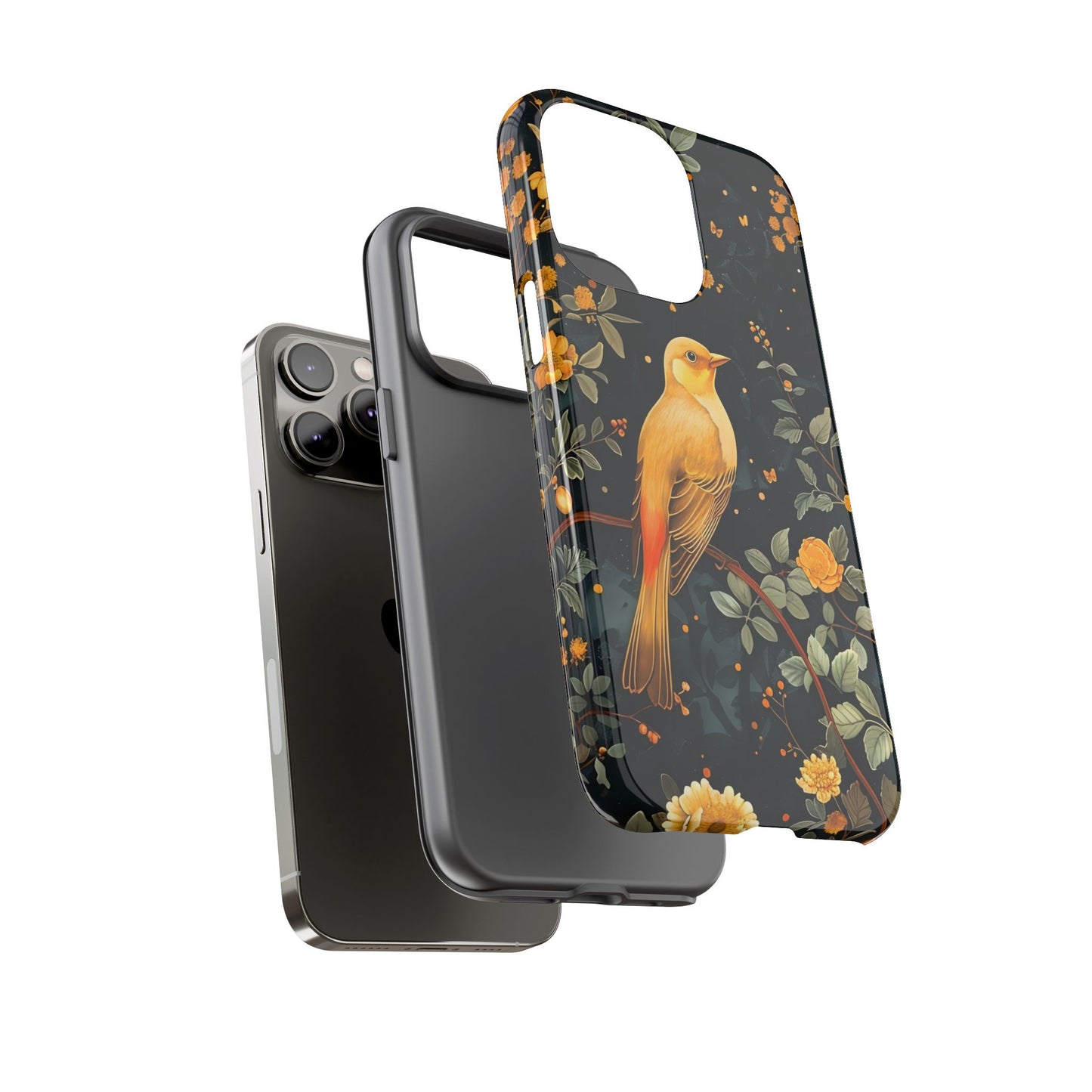 Floral Phone Case, Tough Cases with Bird Design, Nature Lover Gift, Stylish Protection, Birthday Present, Floral Phone Cover