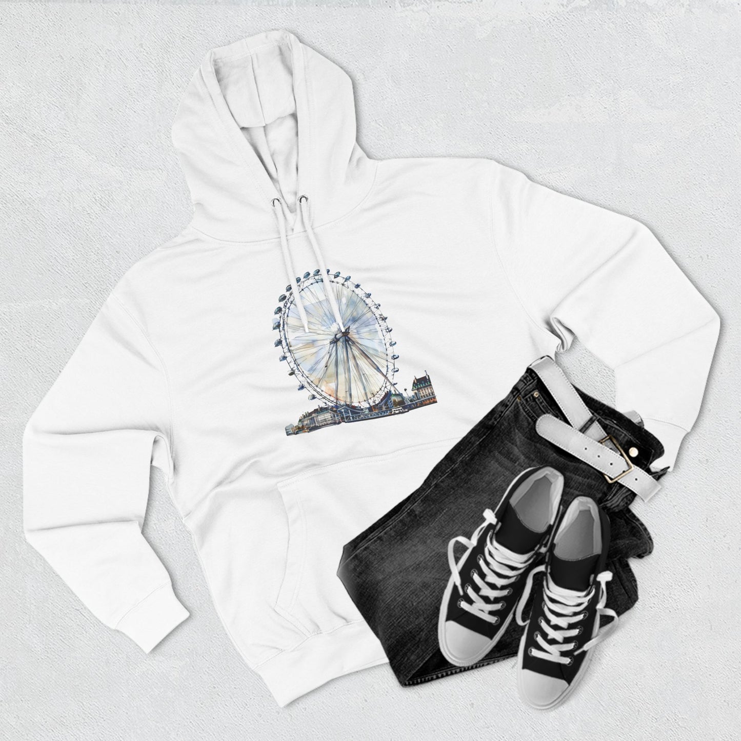Three-Panel Fleece Hoodie - London Eye - Iconic Ferris Wheel