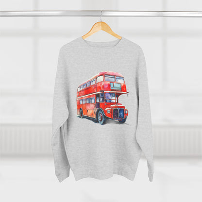 Unisex Crewneck Sweatshirt - London Transport English Bus Red Double-Decker