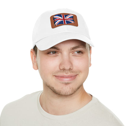Union Jack Leather Patch Dad Hat, Casual Cap, Gift for Father's Day, British Flag Hat for Men, Stylish Outdoor Hat