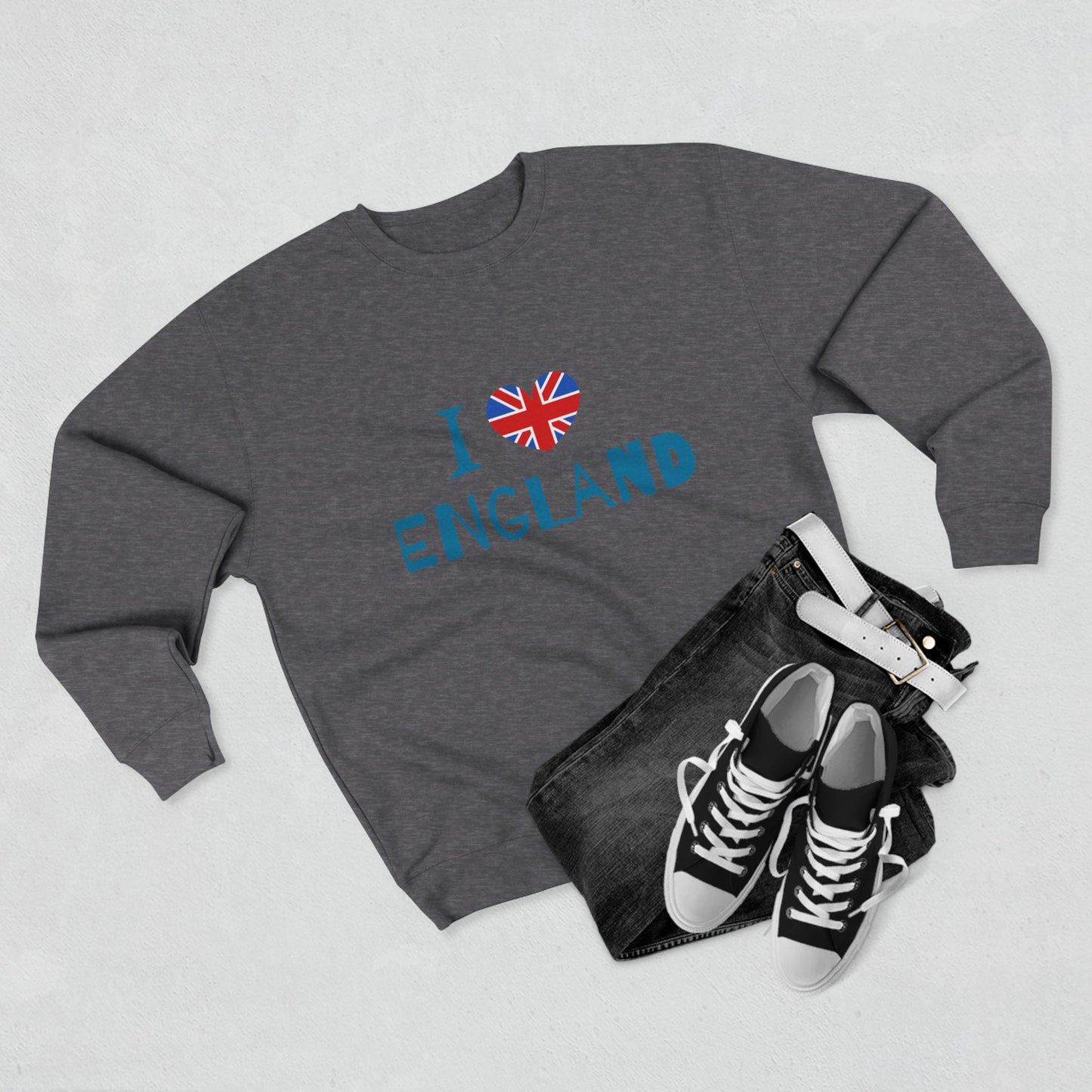Unisex Crewneck Sweatshirt - I Love England - Union Jack Heart Design
