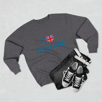 Unisex Crewneck Sweatshirt - I Love England - Union Jack Heart Design