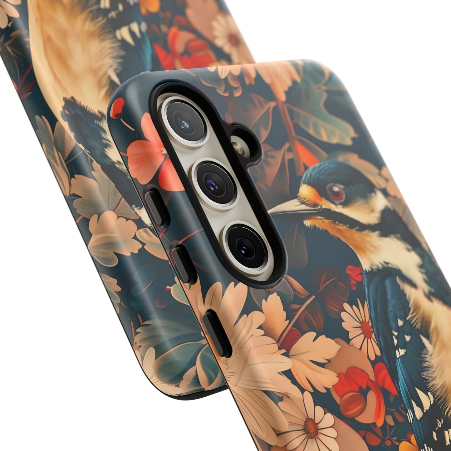 Artistic Bird Phone Case, Unique Tough Cases for Nature Lovers, Floral Design, Cute Gift, Customized Phone Accessories