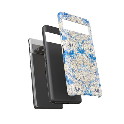 Elegant Floral Phone Case, Tough iPhone Cover, Stylish Mobile Protector, Blue Patterned Case, Unique Gift for Her