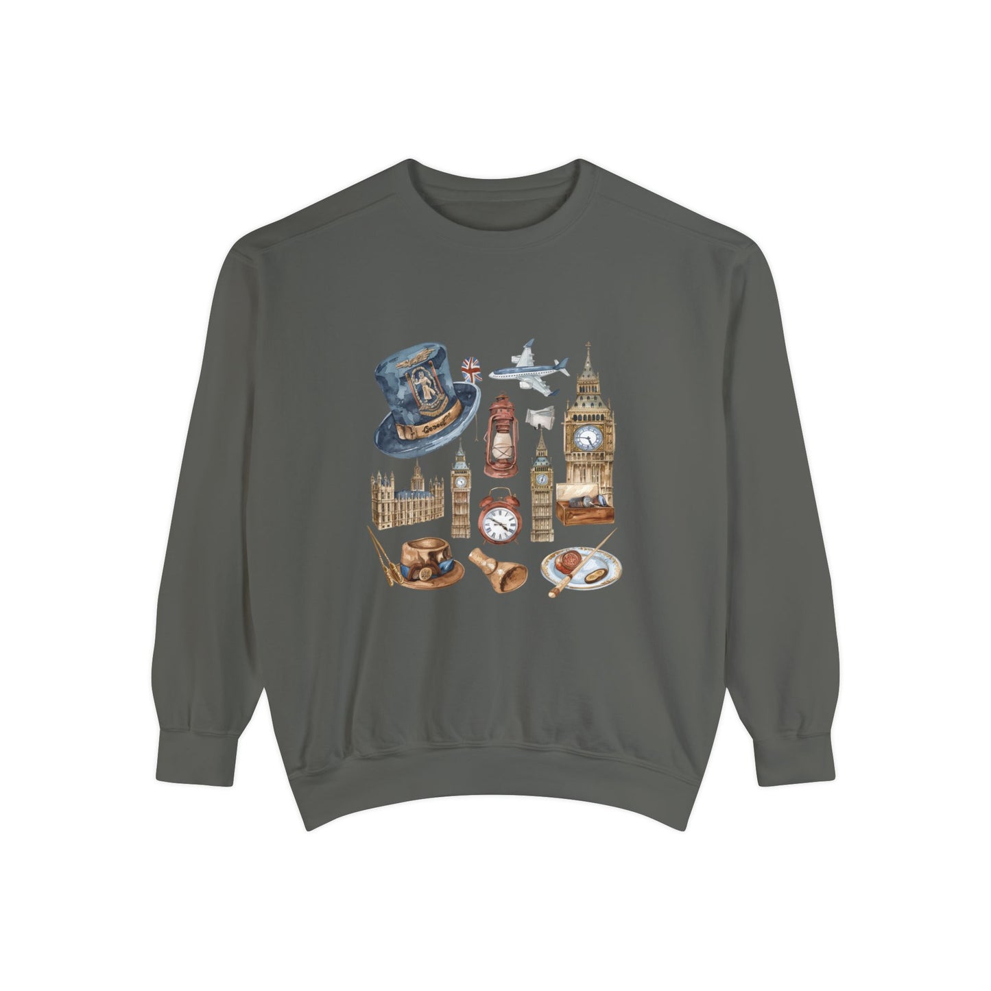 Unisex Garment-Dyed Sweatshirt - Vintage England Icons