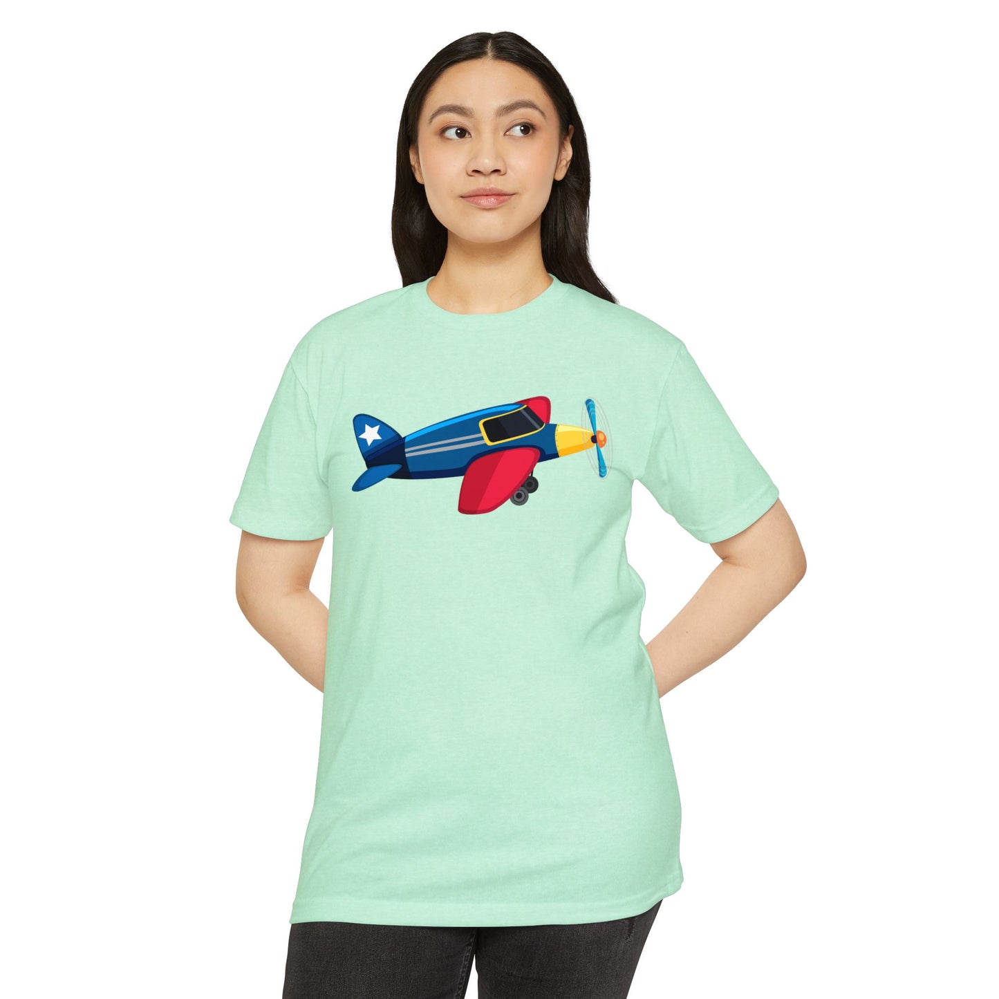 Unisex CVC Jersey T-shirt - Vintage Airplane Illustration - Retro Aviation Design