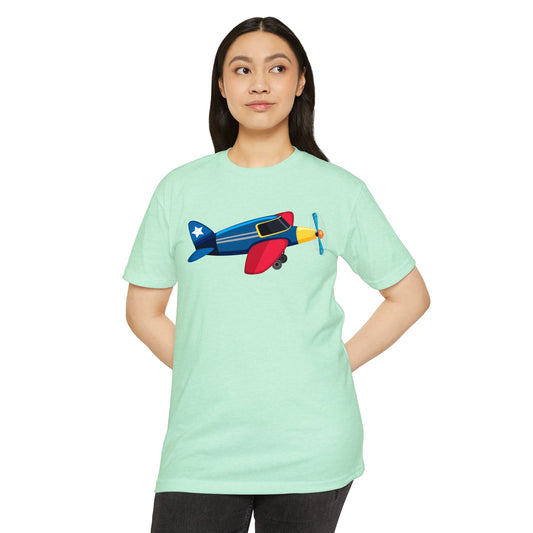 Unisex CVC Jersey T-shirt - Vintage Airplane Illustration - Retro Aviation Design