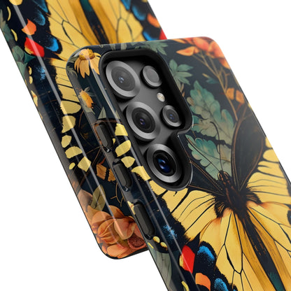Butterfly Floral Phone Case, Art-inspire Tough Case, Gift for Nature Lovers, Butterfly Pattern Cover, Eco-Friendly Mobile Accessory