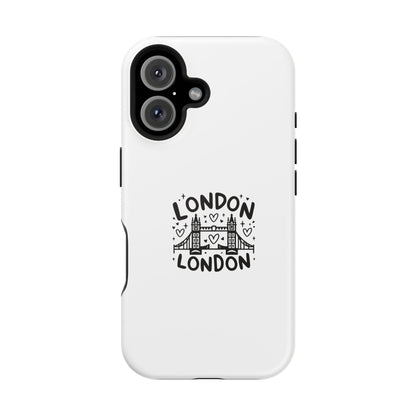 London Love Magnetic Tough Case, Personalized Phone Case, Unique London Design, Gift for Travelers, Cute London Souvenir