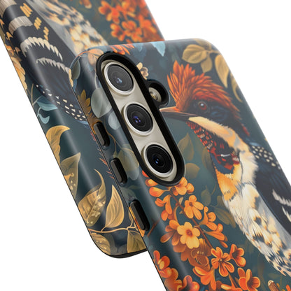 Tough Cases: Floral Bird Phone Case, Vintage Style Cover, Nature Lover Gift, Botanical Design, Spring Inspire Fashion