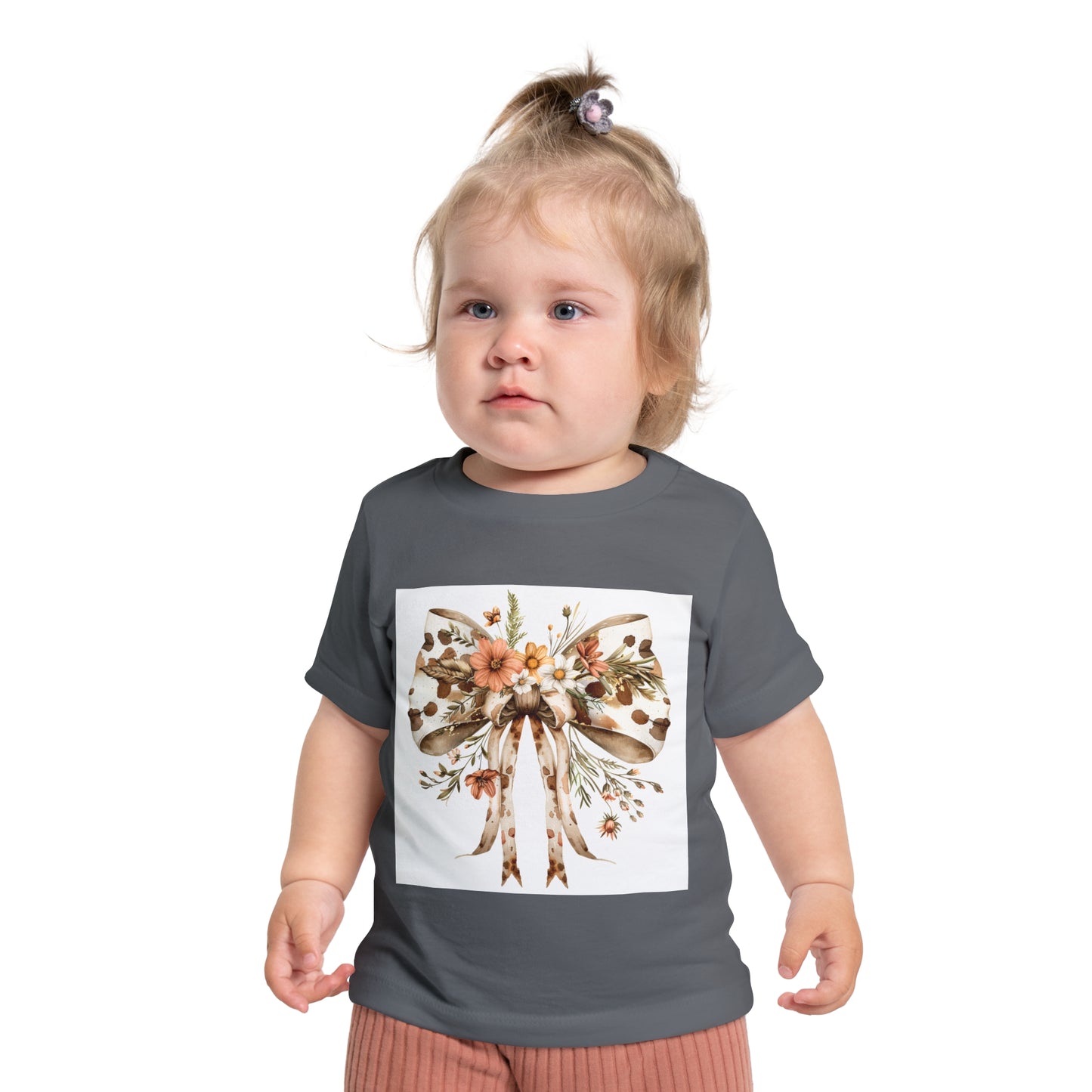 Floral Bow Baby T-Shirt - Adorable Short Sleeve Top for Little Ones