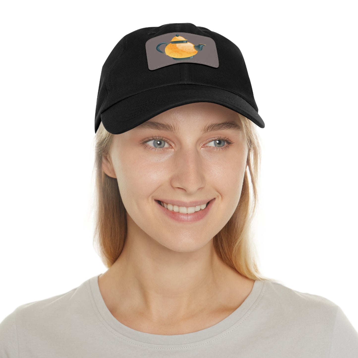 Whimsical Teapot Dad Hat, Leather Patch Cap, Gift for Tea Lovers, Casual Everyday Hat, Father's Day Gift, Unique Accessories