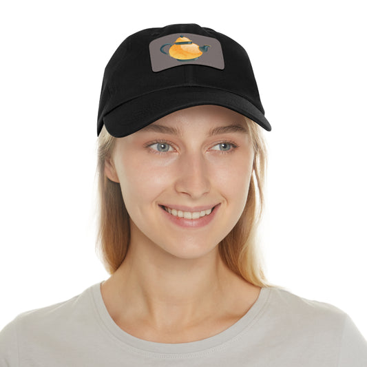 Whimsical Teapot Dad Hat, Leather Patch Cap, Gift for Tea Lovers, Casual Everyday Hat, Father's Day Gift, Unique Accessories