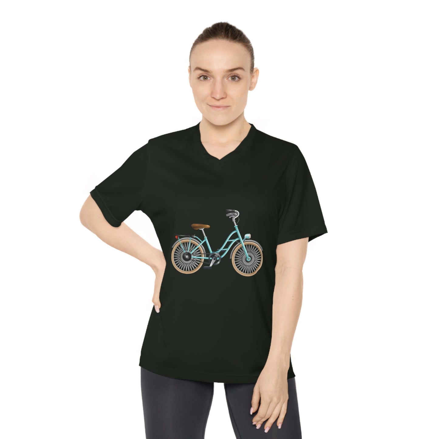 Women's V-Neck T-Shirt - Activewear for Cycling Enthusiasts - Bicycle Design