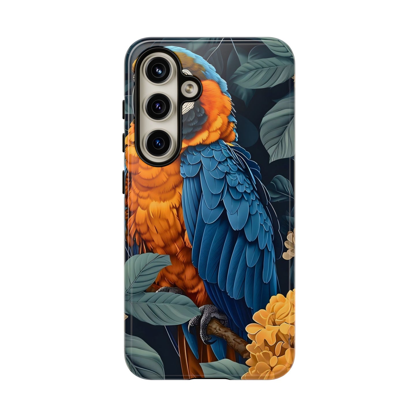 Tropical Parrot Phone Case - Tough Cases, Colorful Phone Cover, Nature Lover Gift, Floral Design, Bird Lover Accessory