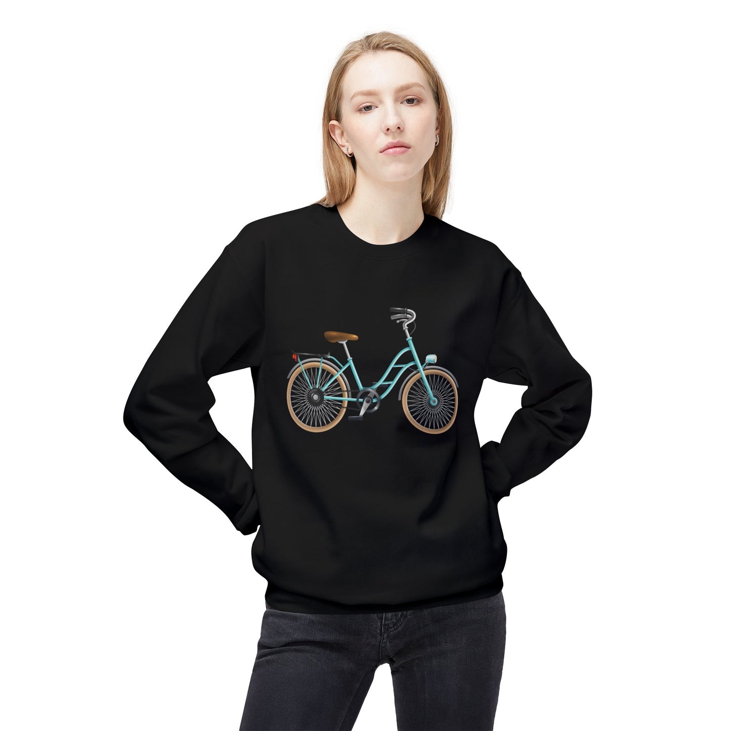 Unisex Midweight Softstyle Fleece Crewneck Sweatshirt - Classic Bicycle Illustration - London Style