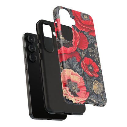 Floral Phone Case with Artistic Poppies, Tough Cases, Flower Design, Nature Lover Gift, Customizable Mobile Cover, Stylish Phone Accessories