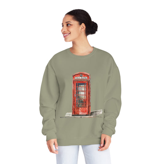 Unisex NuBlend® Crewneck Sweatshirt - Iconic British Public Telephone - Classic Red Phone Box Design