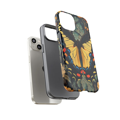 Butterfly Floral Phone Case, Art-inspire Tough Case, Gift for Nature Lovers, Butterfly Pattern Cover, Eco-Friendly Mobile Accessory