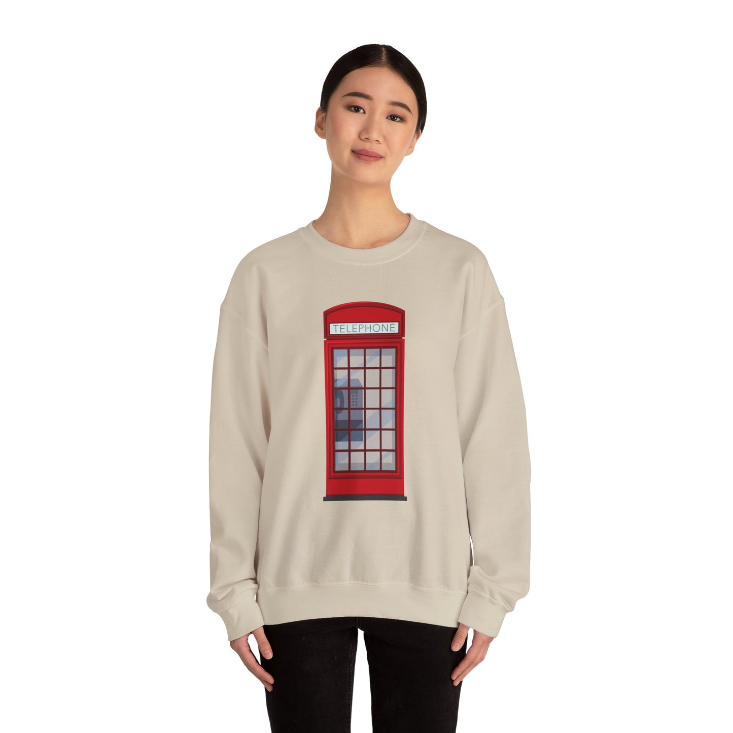 Unisex Heavy Blend™ Crewneck Sweatshirt - Iconic British Public Telephone - Classic Red Phone Box Design