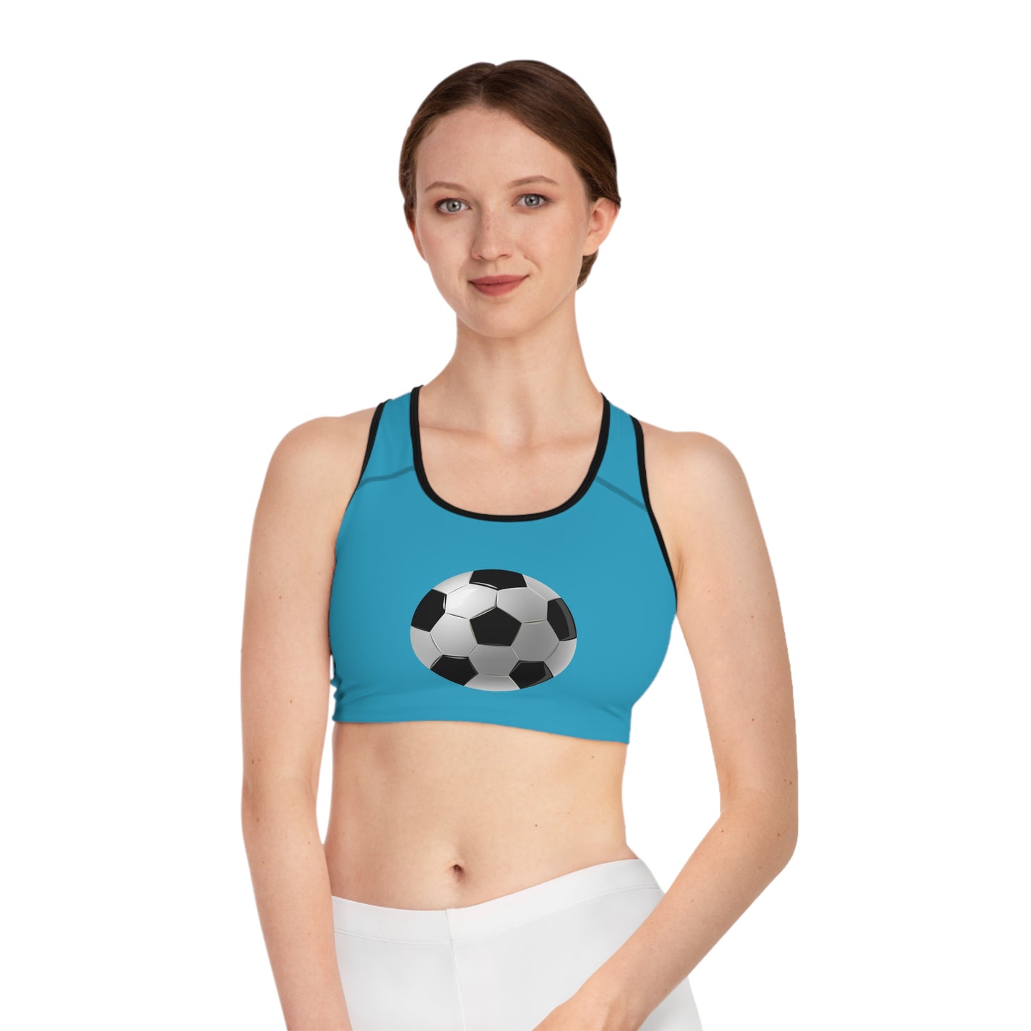 Sports Bra - Ideal for Active Women - Dynamic Football Design - Sports Passion and Energy