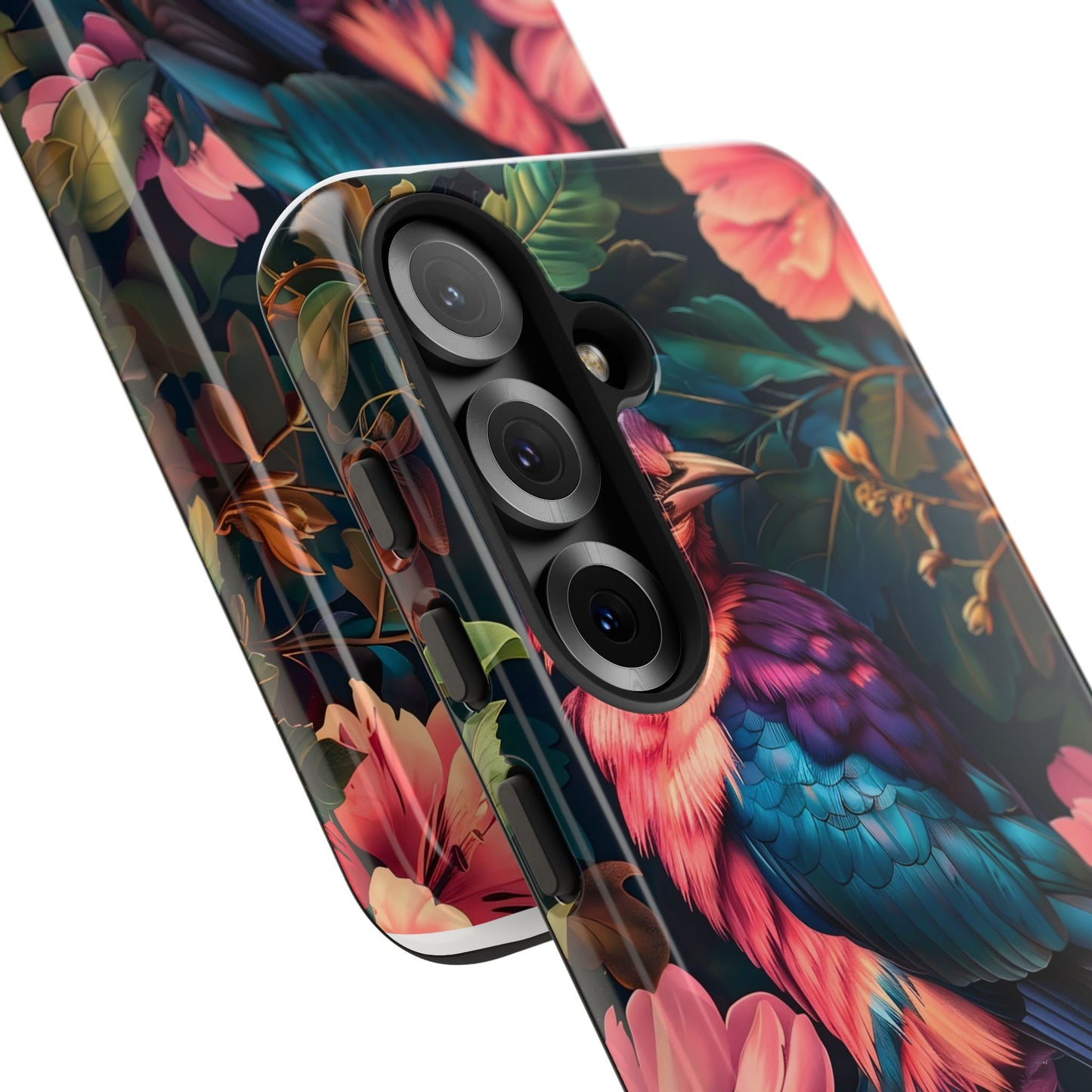 Tough Cases: Vibrant Tropical Bird Phone Case, Floral Smartphone Cover, Nature Lover Gift, Boho Phone Accessory, Cute Bird Case