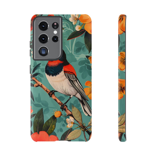 Tough Cases - Floral Bird Phone Case, Colorful Phone Cover, Nature Lover's Gift, Stylish Phone Accessory, Unique Gift Idea
