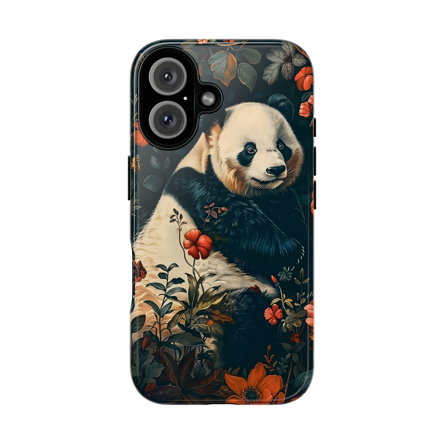 Panda Phone Case, Floral Design Phone Cover, Cute Panda Gift, Nature-Inspired Case, Animal Lover Accessory