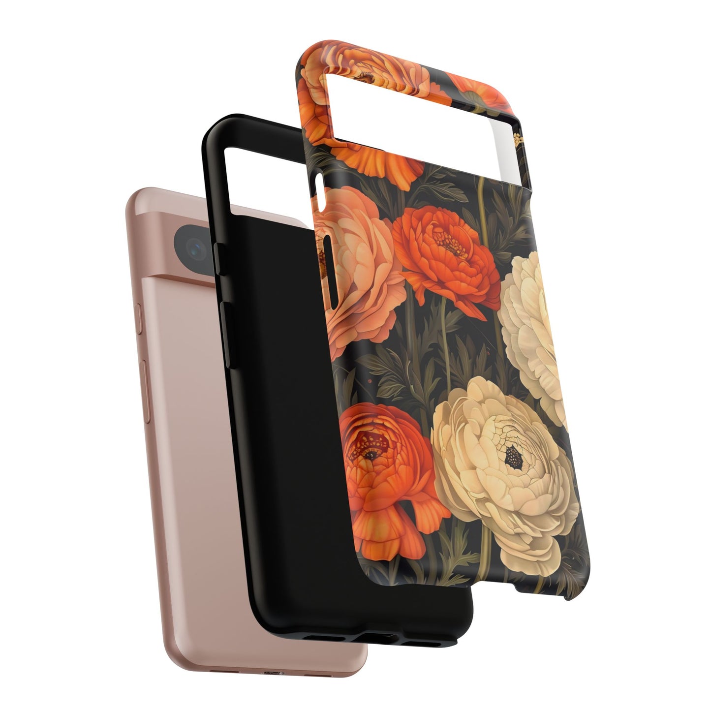 Floral Phone Case with Tough Protection, Blooming Ranunculus Design, Durable Cover, Gift for Flower Lovers, Eco-Friendly Phone Accessory