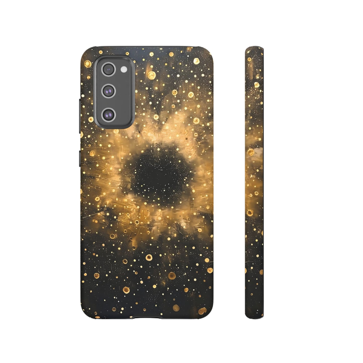 Stylish Phone Case with Golden Galaxy Design, Tough Phone Cover, Trendy Mobile Accessory, Gift for Space Lovers, Protective Phone Shell