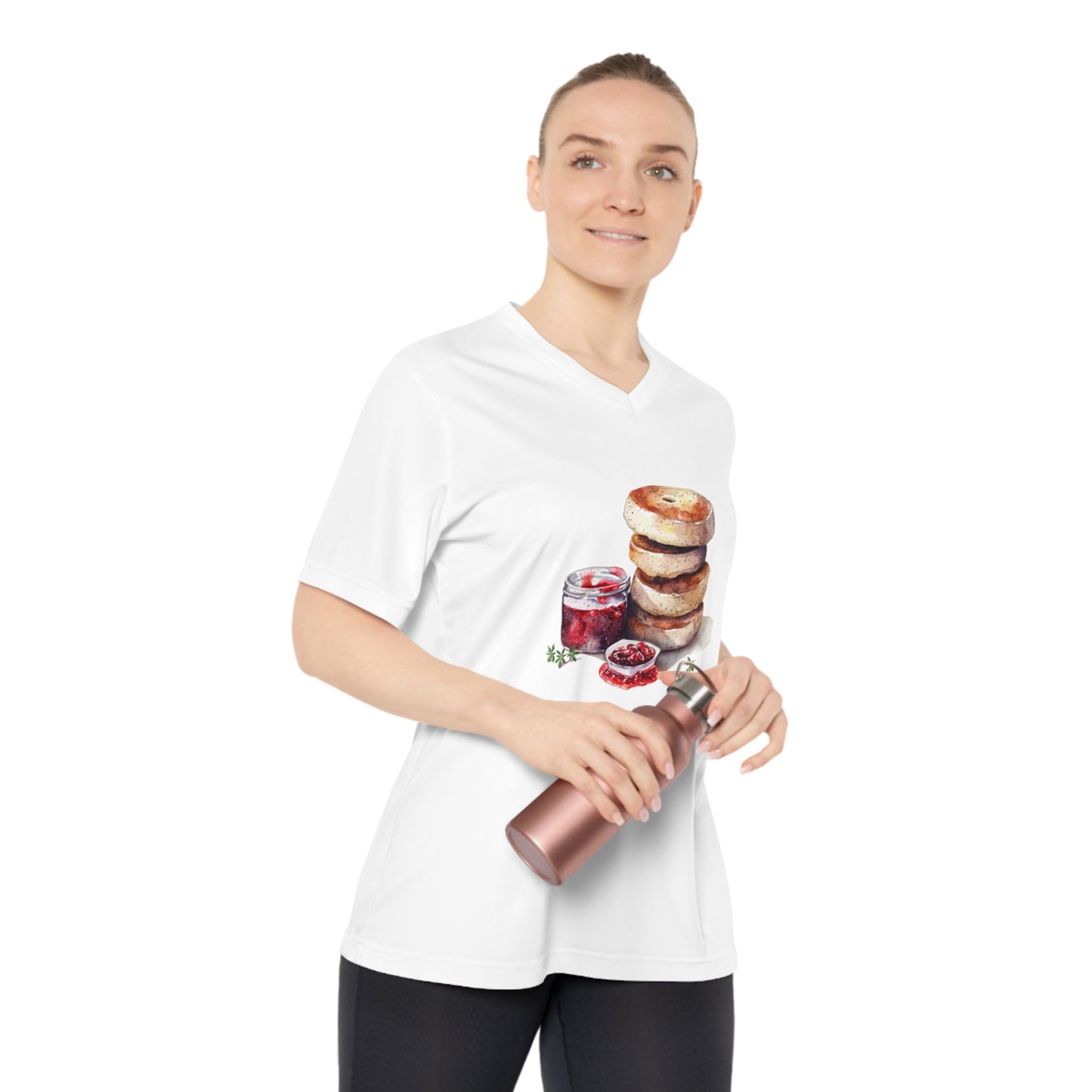 Women’s Performance V-Neck T-Shirt - Watercolor Culinary Art - Food Illustration