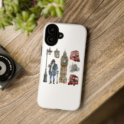 London Iconic Design Phone Case, Tough Cases, Gift for Travelers, London Souvenir, London Icons, Red Bus Phone Case