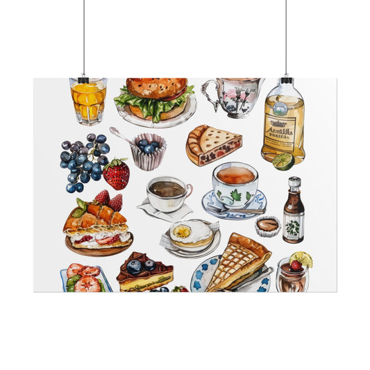 Foodie Wall Art Print, Kitchen Decor, Gourmet Food Poster, Culinary Art for Food Lovers, Cafe Aesthetic Home Decor