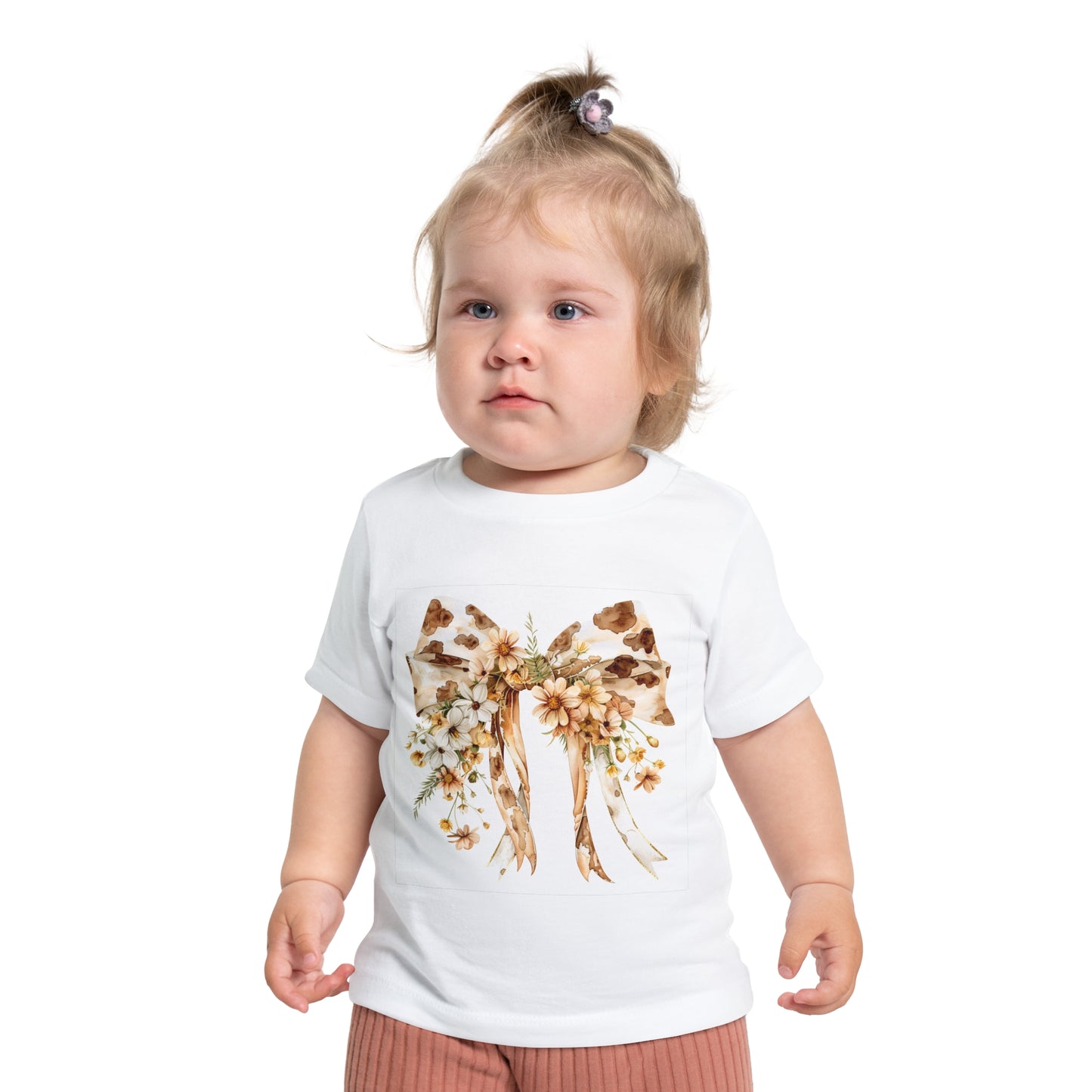 Floral Bow Baby T-Shirt - Cute Infant Tee with Floral Design