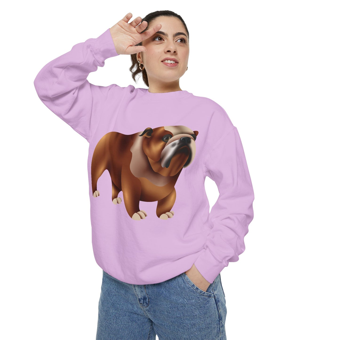 Unisex Garment-Dyed Sweatshirt - Adorable British Dog