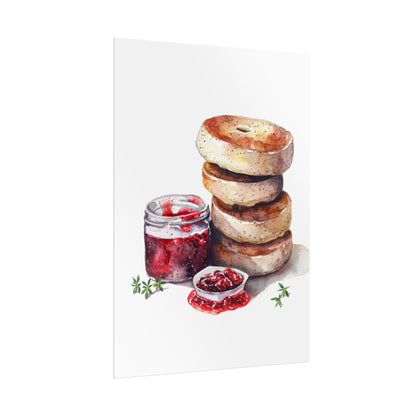 Breakfast Bagel Art Print, Foodie Decor, Kitchen Wall Art, Rolled Poster, Unique Food Gift, Home Cooking Decor