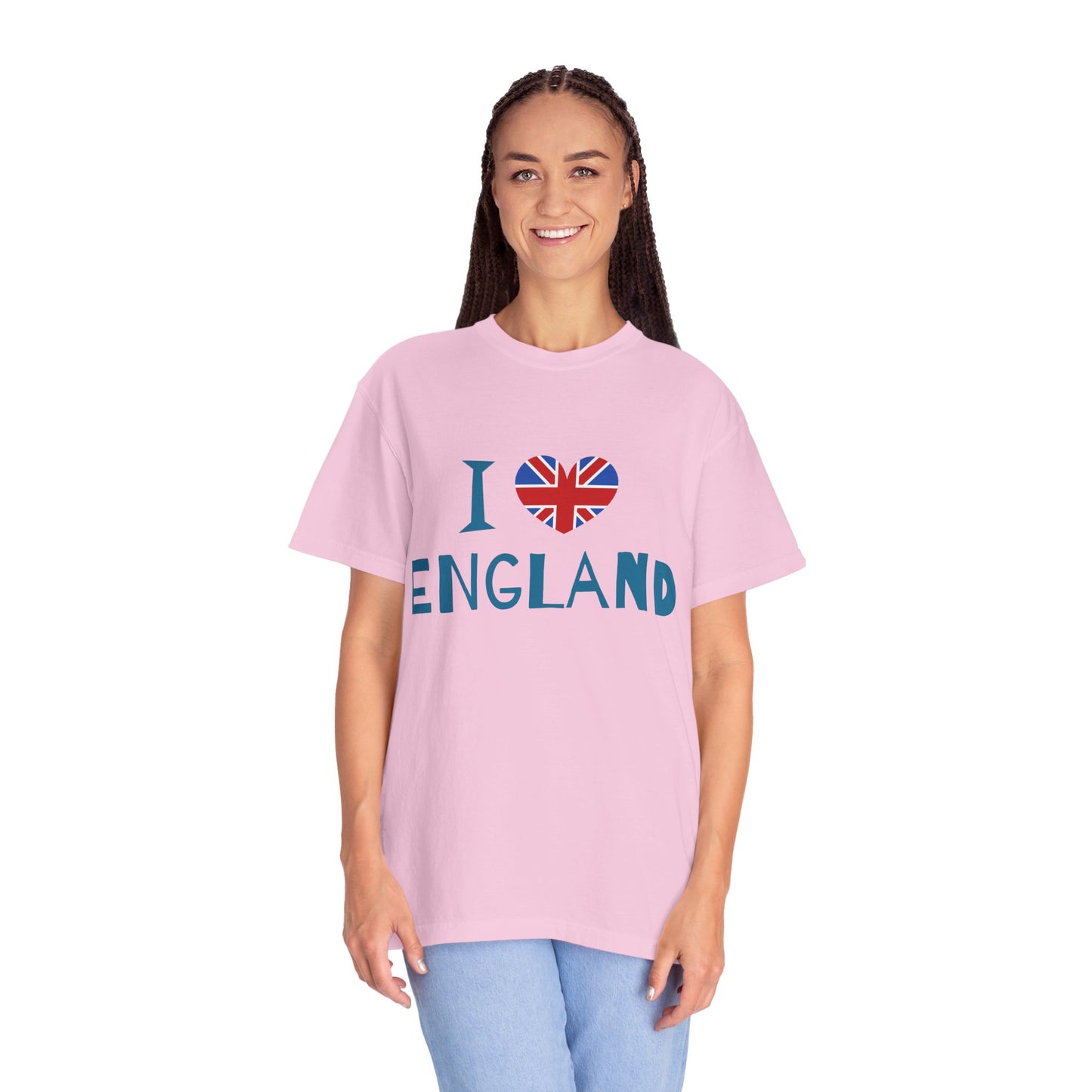 Unisex Garment-Dyed T-shirt - I Love England - Union Jack Heart