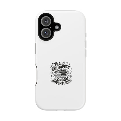 Charming Magnetic Phone Cases, Tea Crumpets Design, Adventure Lover's Gift, London Themed Case, Travel Accessory, Fun Quirky Design