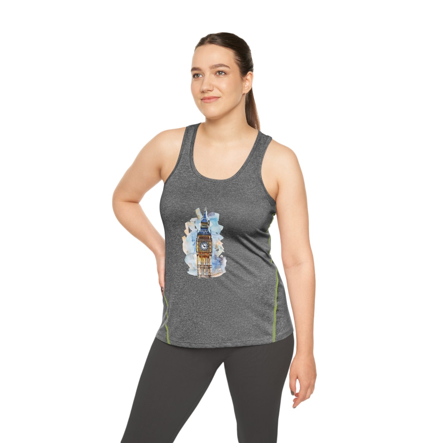 Racerback Sports Top - Big Ben Design for Active Women - Iconic Big Ben Clock Tower Design - London Landmark