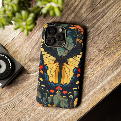 Butterfly Floral Phone Case, Art-inspire Tough Case, Gift for Nature Lovers, Butterfly Pattern Cover, Eco-Friendly Mobile Accessory