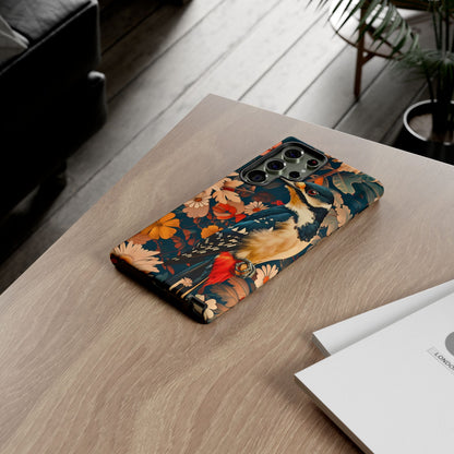Artistic Bird Phone Case, Unique Tough Cases for Nature Lovers, Floral Design, Cute Gift, Customized Phone Accessories