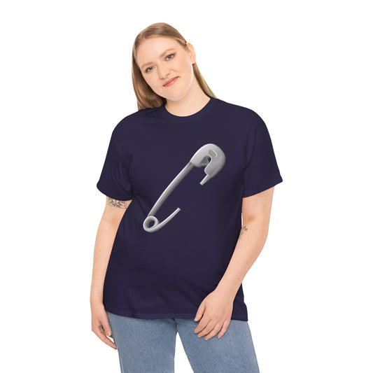Unisex Heavy Cotton Tee - Minimalist Safety Pin Design