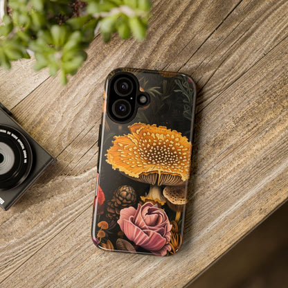 Floral Mushroom Phone Case, Tough Cases, Eco-Friendly, Nature Lover Gift, Floral Phone Cover, Stylish Phone Accessories